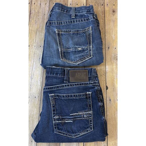 Ariat Jeans Lot M4 Low Rise Boot Cut Mens Thick stitch Jeans Size 38X30 (38X29) - Picture 1 of 16